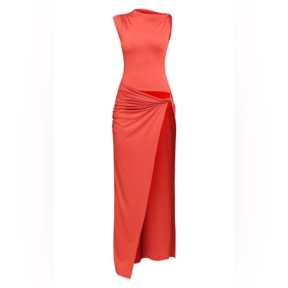 Pretty Little Thing Rust Ruched Cut Out Maxi Dress - Picture 1 of 16